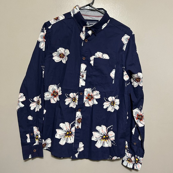 Eighth Avenue Other - Eighth Avenue Button Down Shirt Mens S Navy Blue Floral Print Cotton Preppy Boho